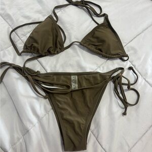 SHEIN Green Triangle Bikini Set